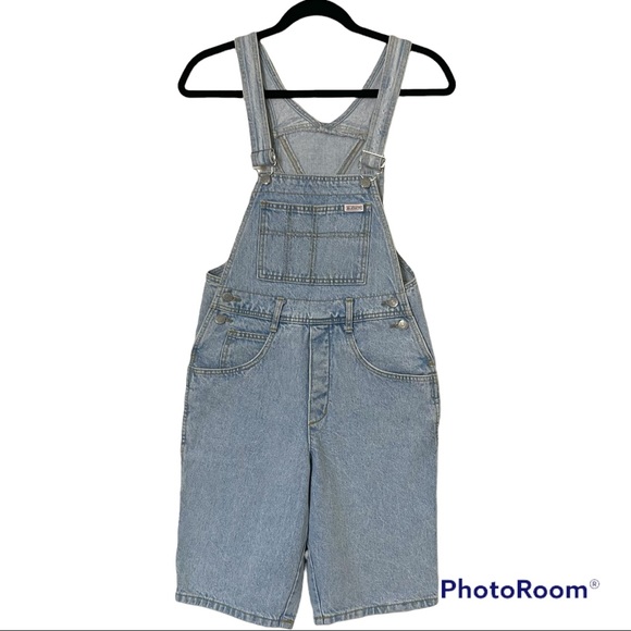 GUESS JEANS Vintage Y2K 90’s GEORGE Marciano Light Wash Denim Jean Overalls SZ 2 Shorts